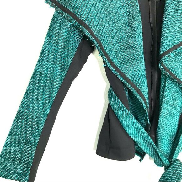 Lane Bryant Belted Tweed Green and Black Blazer - Picture 7 of 7